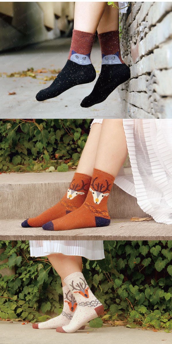 ウール&アンゴラが冬でもあったか☆北欧柄ショートソックス