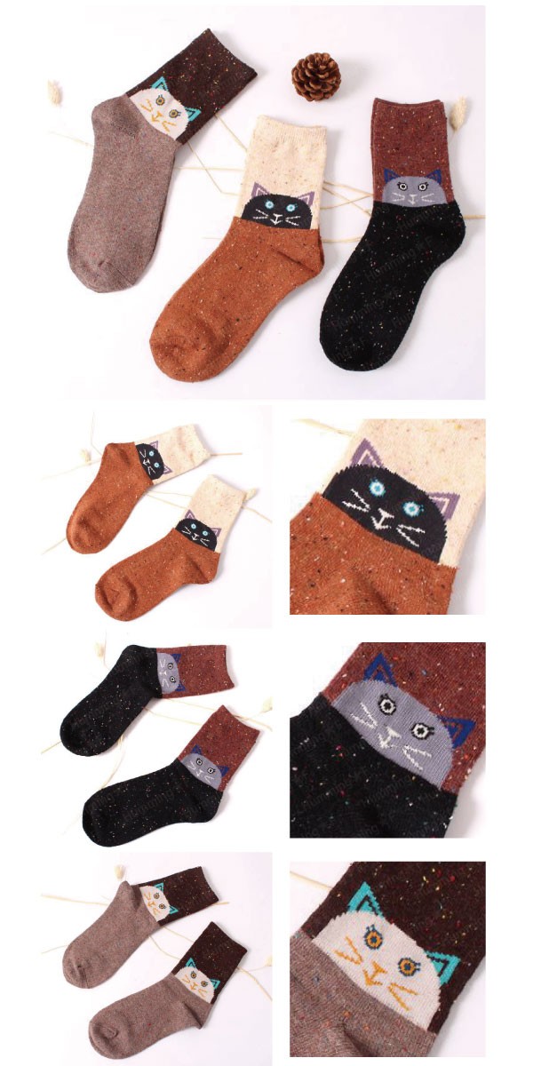 ウール&アンゴラが冬でもあったか☆北欧柄ショートソックス