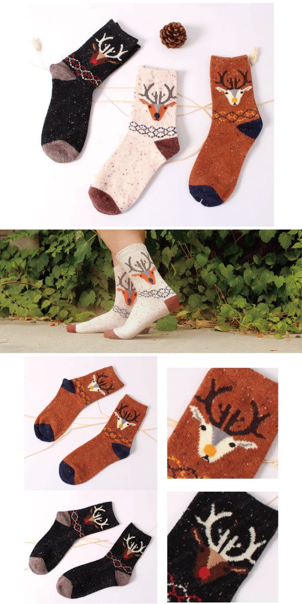 ウール&アンゴラが冬でもあったか☆北欧柄ショートソックス