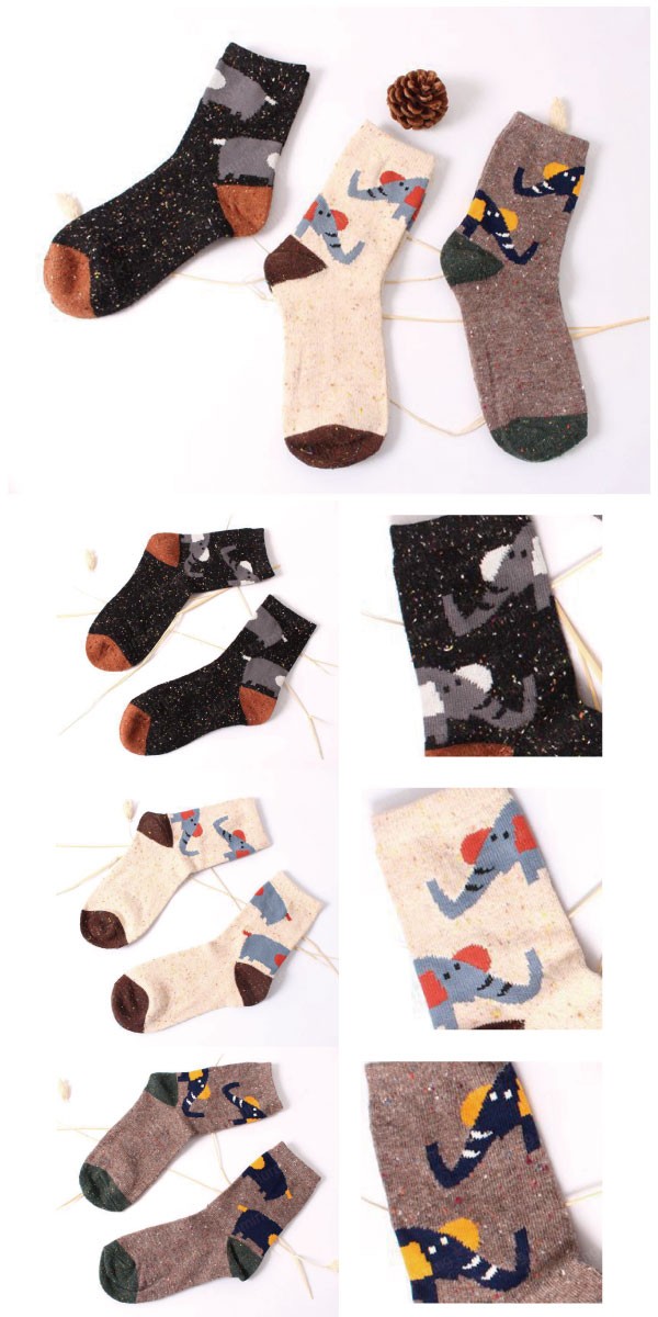 ウール&アンゴラが冬でもあったか☆北欧柄ショートソックス