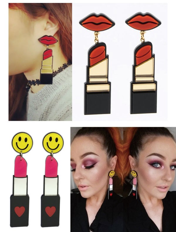 揺れる口紅がセクシー可愛いアクリルプレートピアス