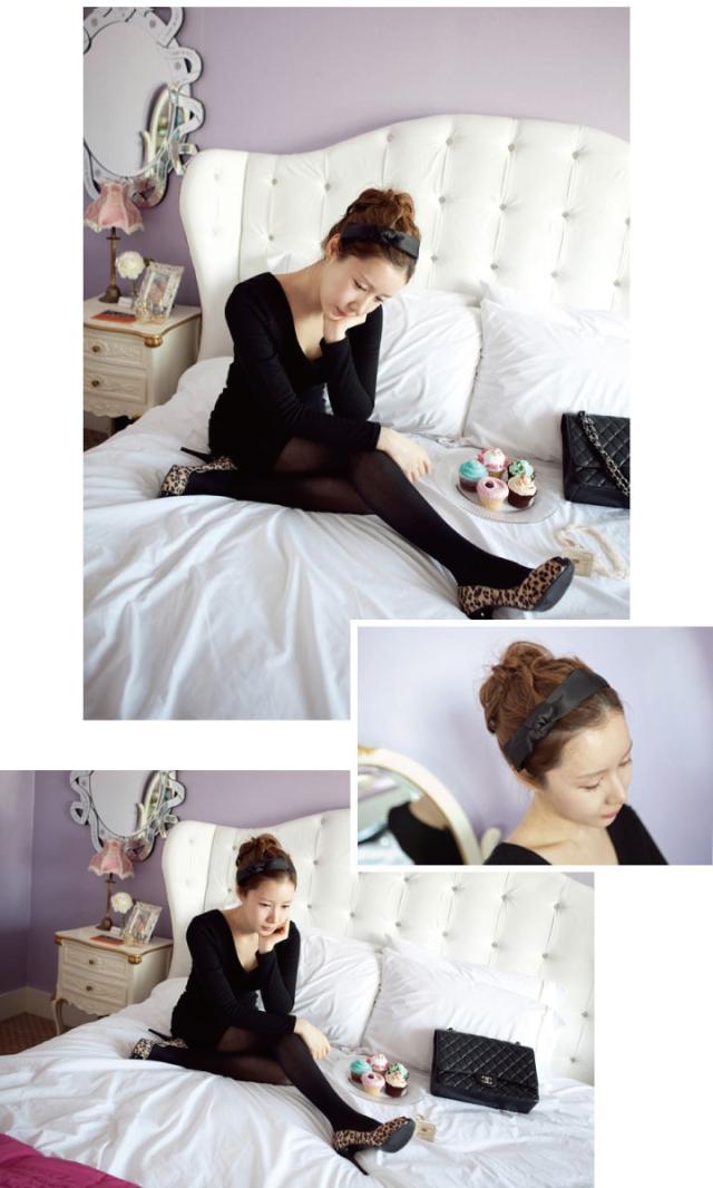 サテンリボンのシンプルカチューシャ