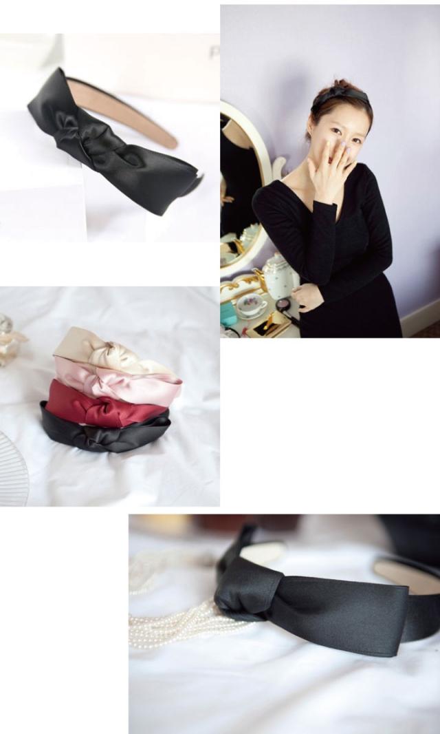 サテンリボンのシンプルカチューシャ