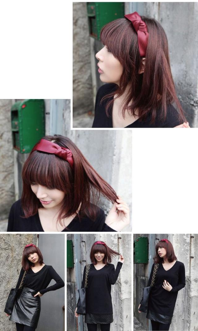 サテンリボンのシンプルカチューシャ