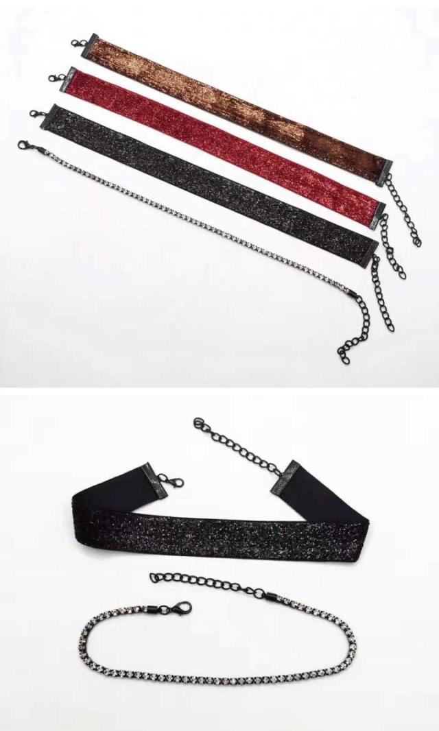 ラメリボンとキラキラビジューのブレスレットにもなる3wayチョーカー♪