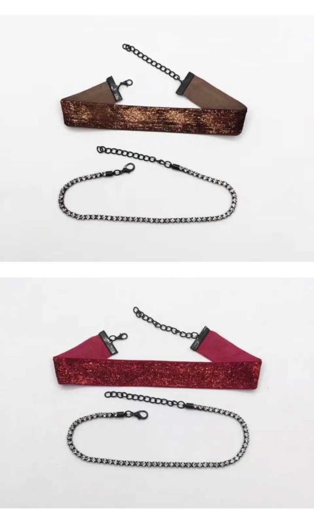 ラメリボンとキラキラビジューのブレスレットにもなる3wayチョーカー♪