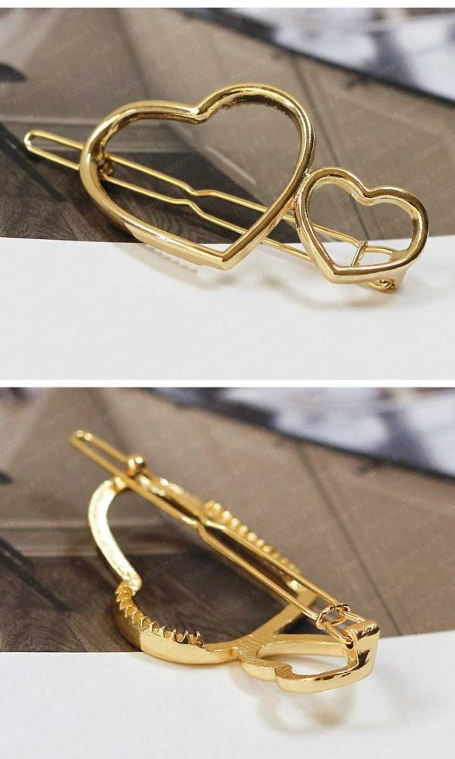 ダブルハートのメタルフレームピン 