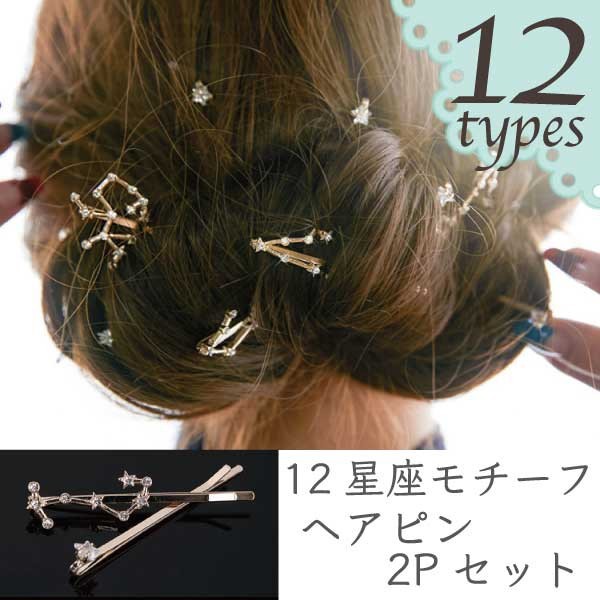 12星座 モチーフ ヘアピン2Pセット ヘアピン ヘアクリップ ヘア