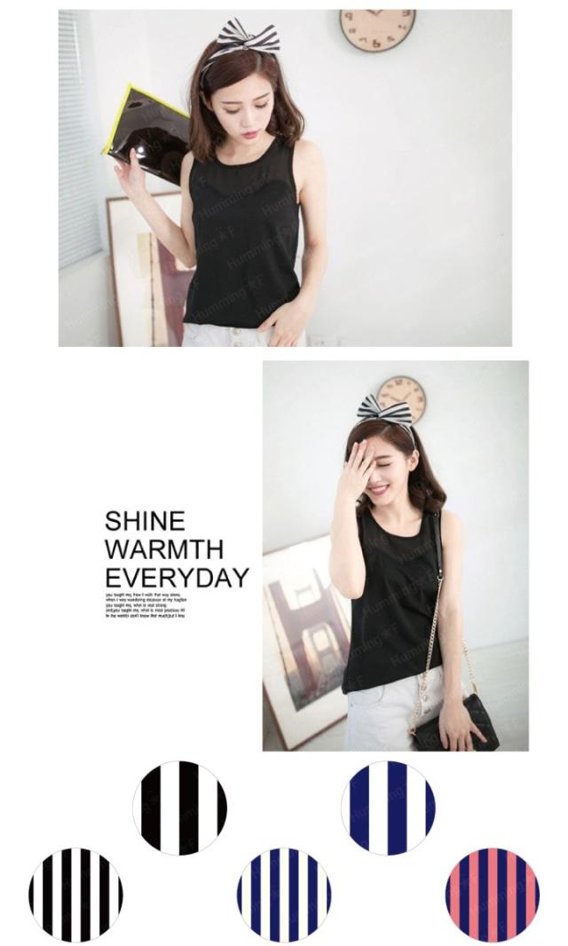 ストライプシフォン ワイヤー カチューシャ 