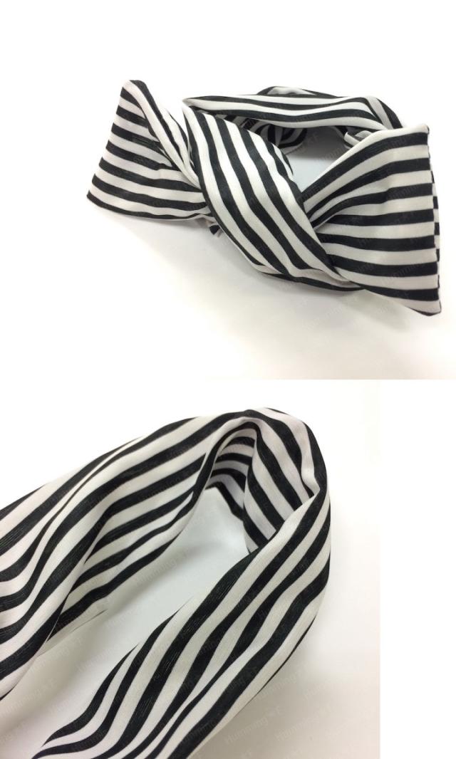 ストライプシフォン ワイヤー カチューシャ 