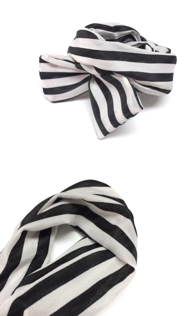 ストライプシフォン ワイヤー カチューシャ 