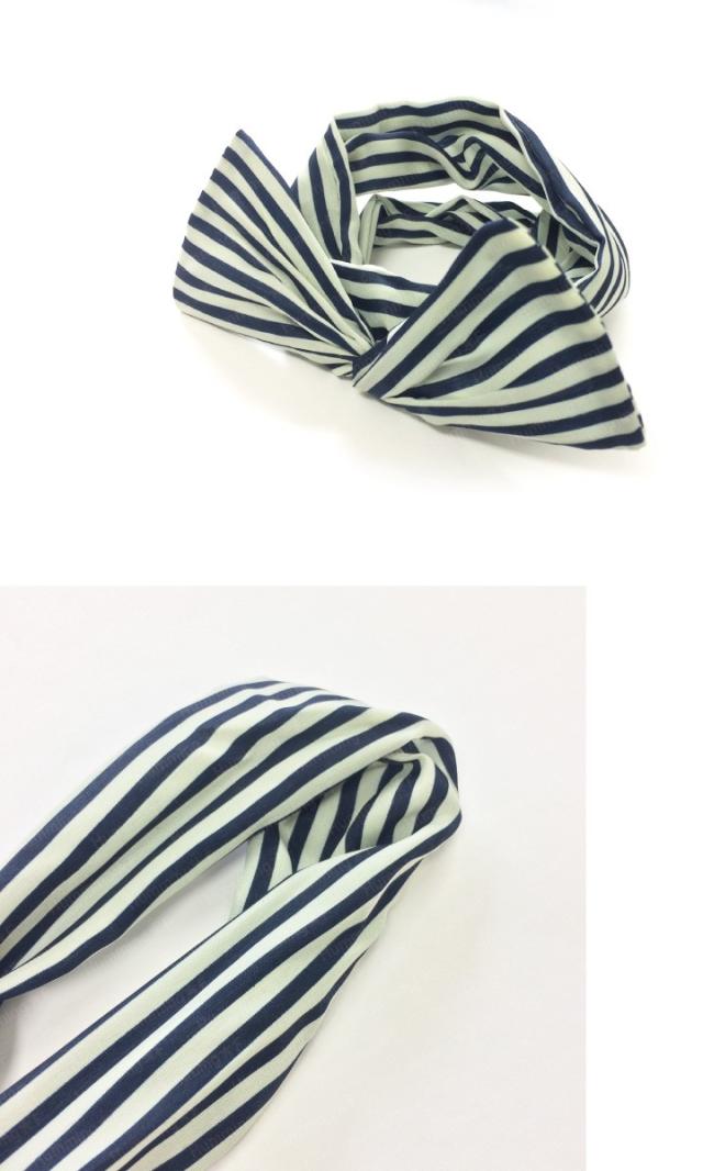 ストライプシフォン ワイヤー カチューシャ 