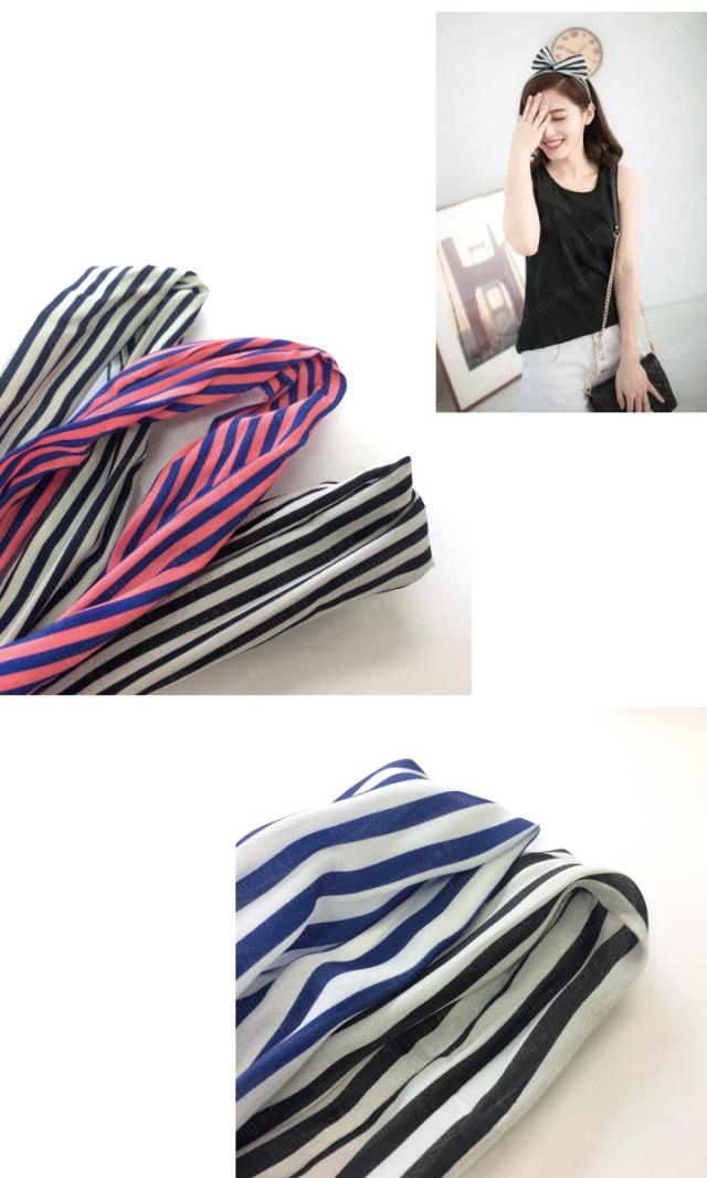 ストライプシフォン ワイヤー カチューシャ 