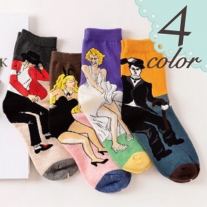 ユニークな偉人柄ショートソックス