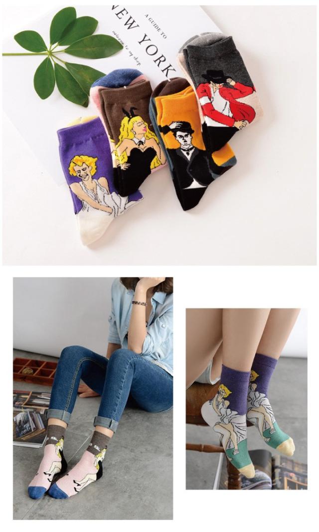 ユニークな偉人柄ショートソックス