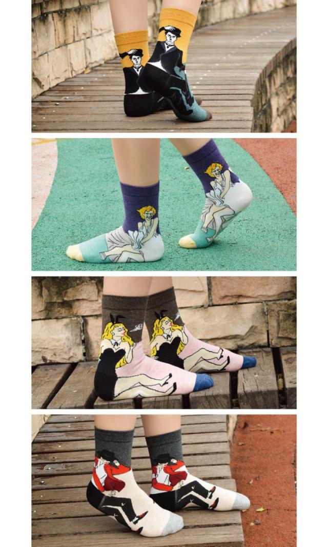 ユニークな偉人柄ショートソックス