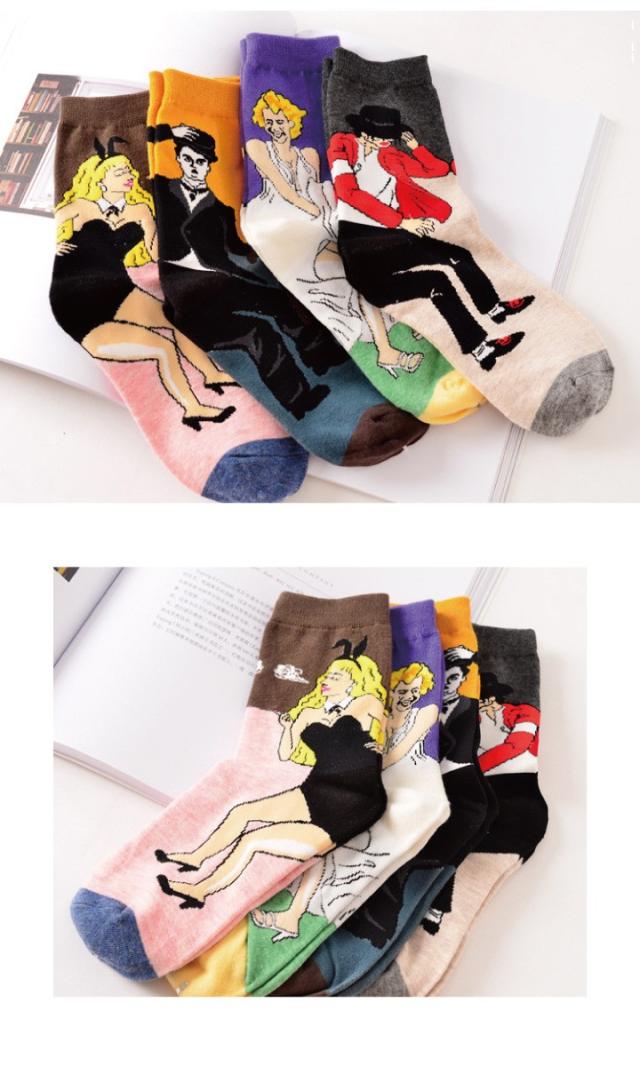 ユニークな偉人柄ショートソックス