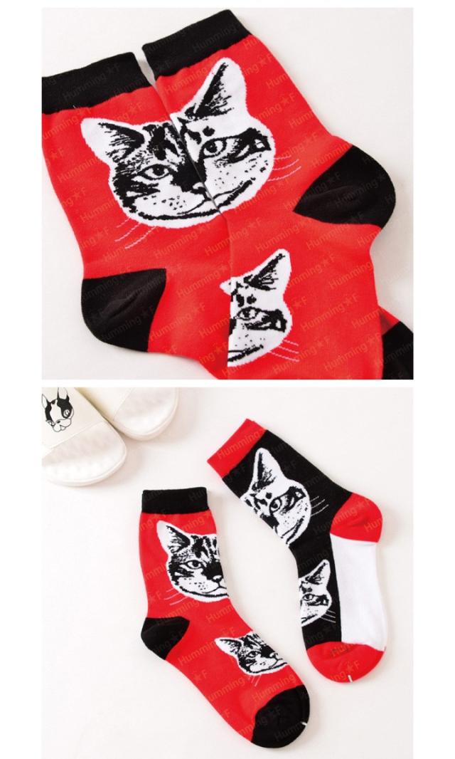 リアルな猫フェイスショートソックス