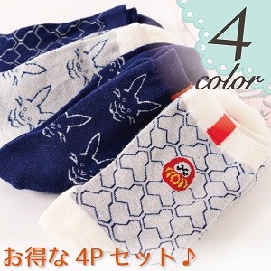 和柄ショートソックス