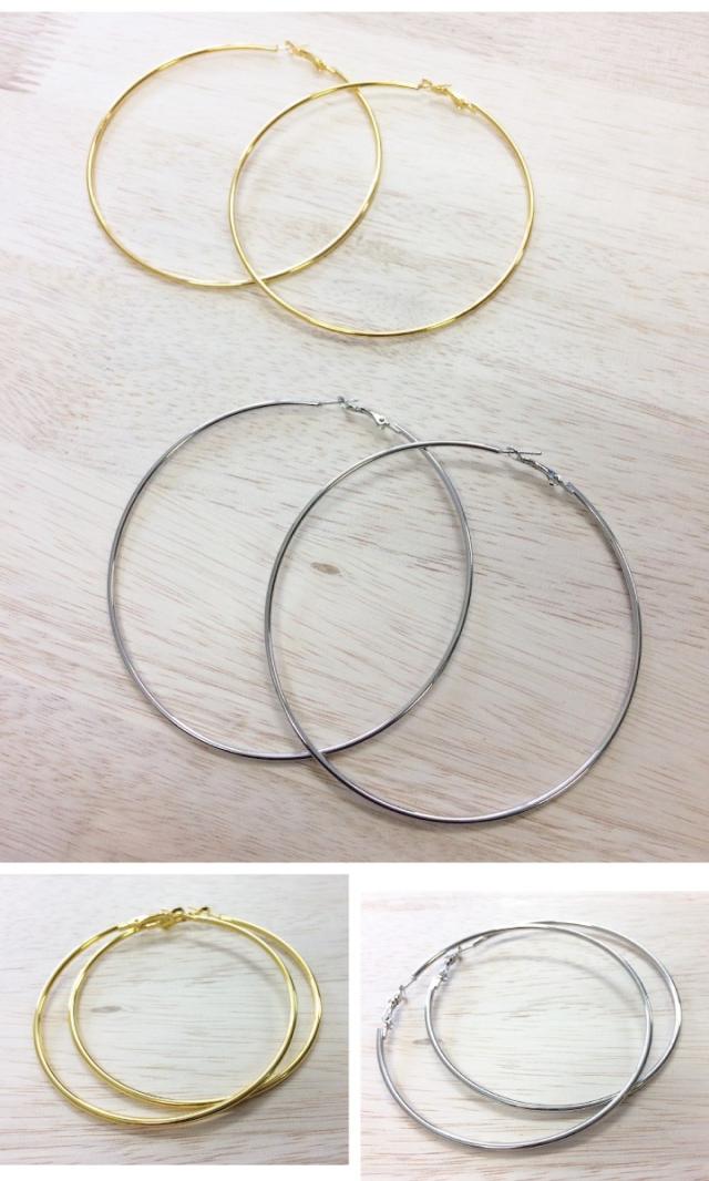 インパクト大 ビッグサイズ フープピアス 