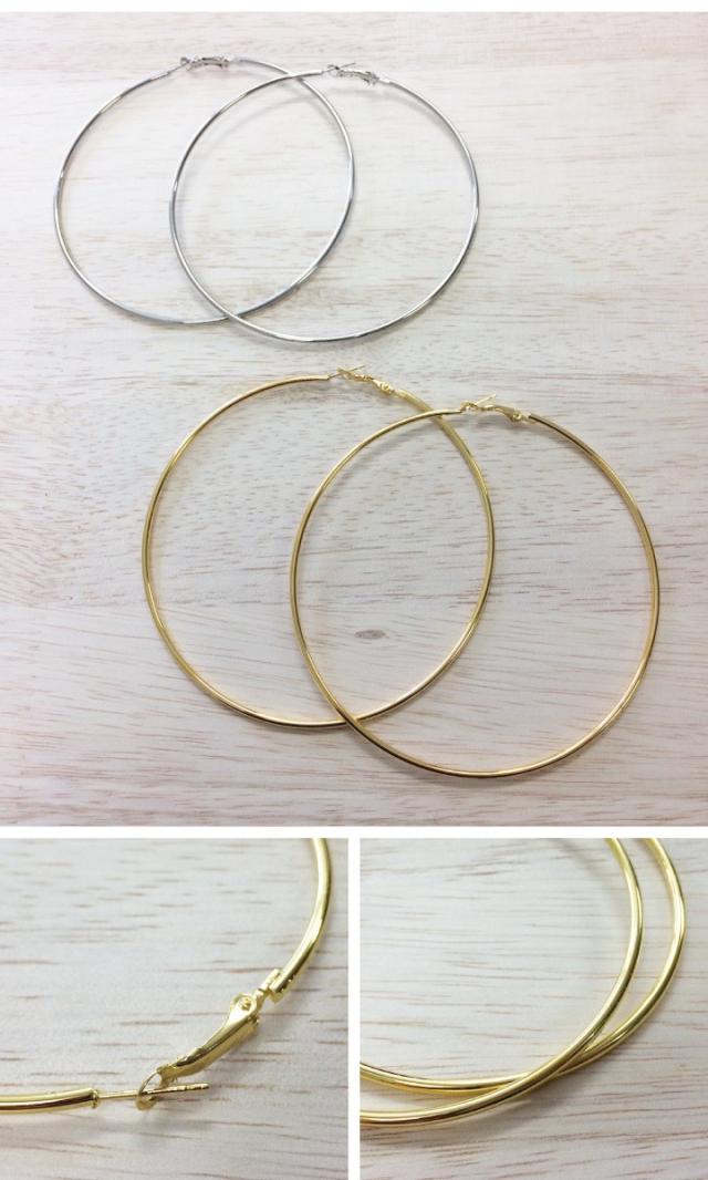 インパクト大 ビッグサイズ フープピアス 
