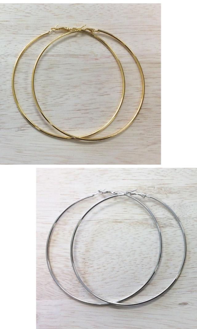 インパクト大 ビッグサイズ フープピアス 