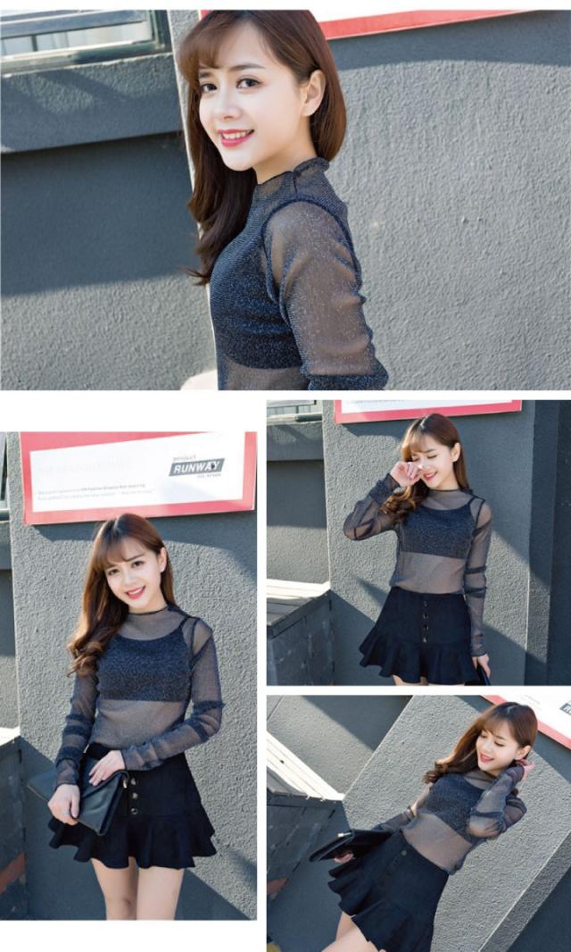 フロッキー模様シースルートップス