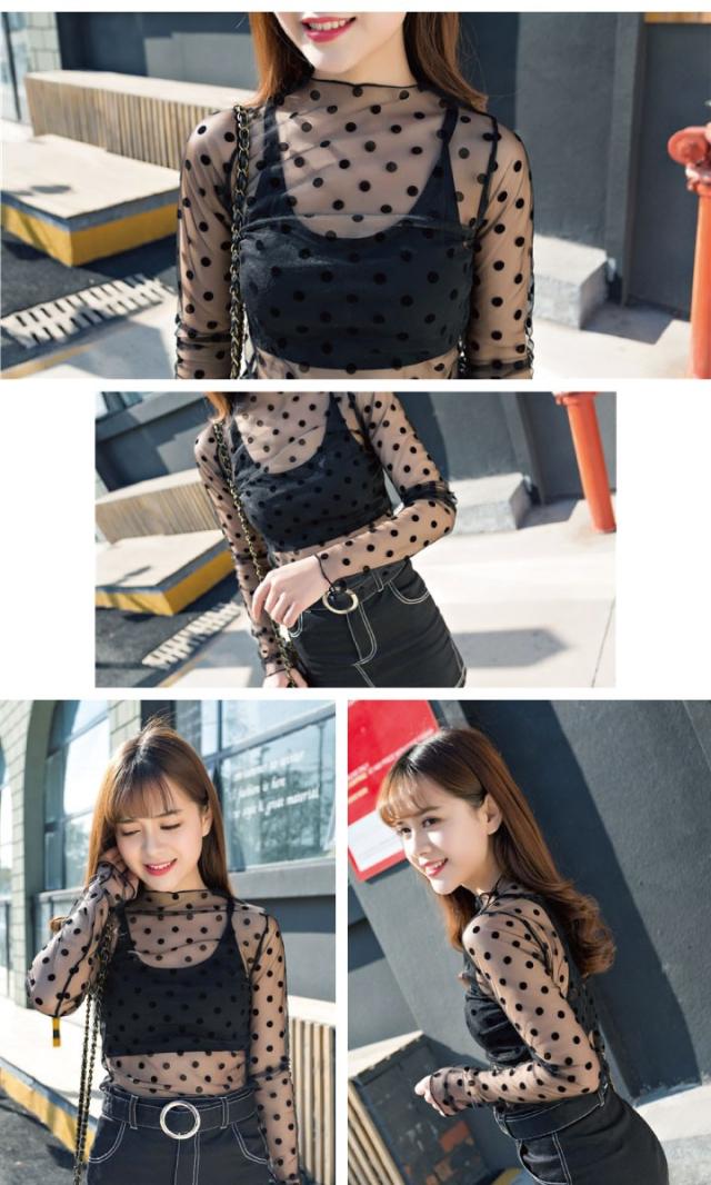 フロッキー模様シースルートップス