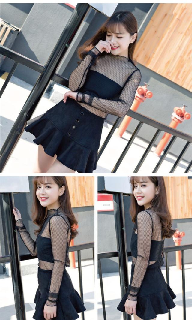 フロッキー模様シースルートップス