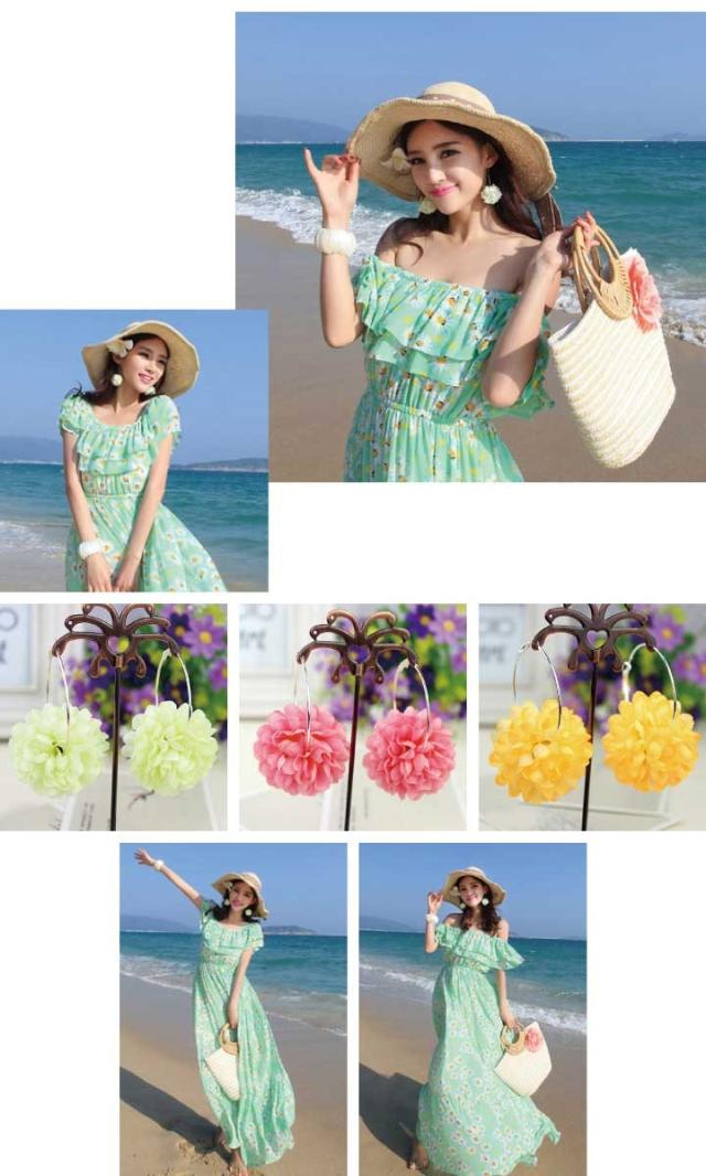 夏フェスの必須アイテム！造花付きフープピアス