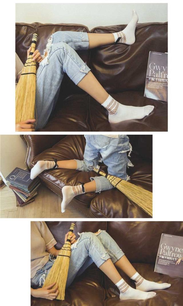 リボン付きショート丈網タイツ