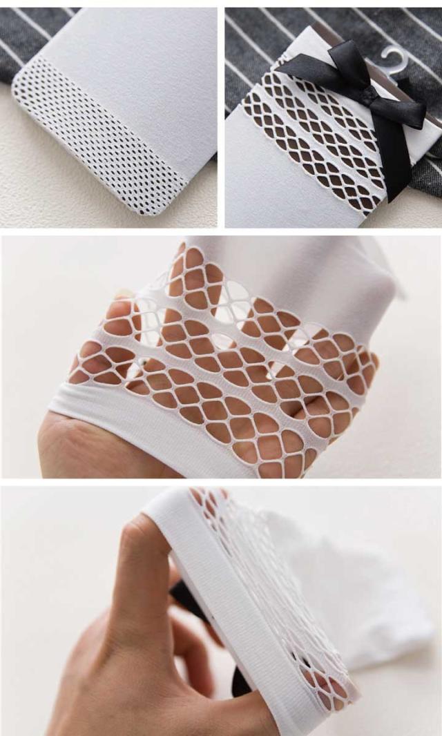 リボン付きショート丈網タイツ