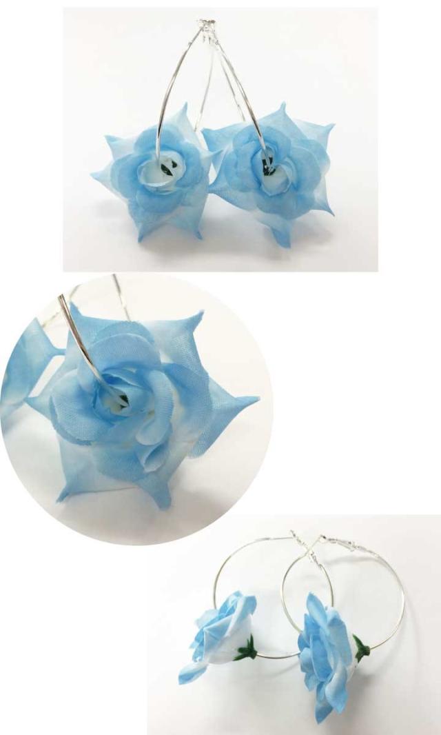 鮮やかローズのフープピアス 
