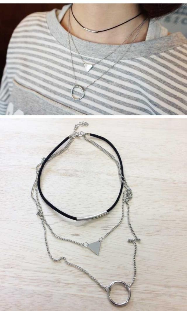 モチーフ付き3連ネックレス