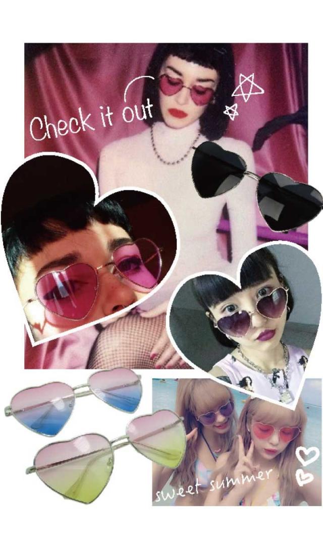 ハート型 メタルフレーム サングラス 