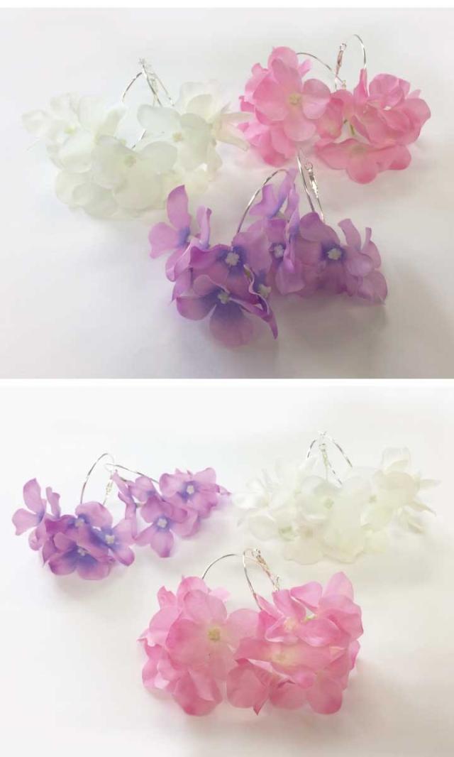 夏フェスの必須アイテム！造花小花付きフープピアス 