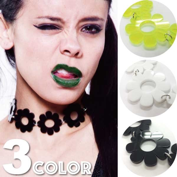 フラワーモチーフ アクリル プレート チョーカー 