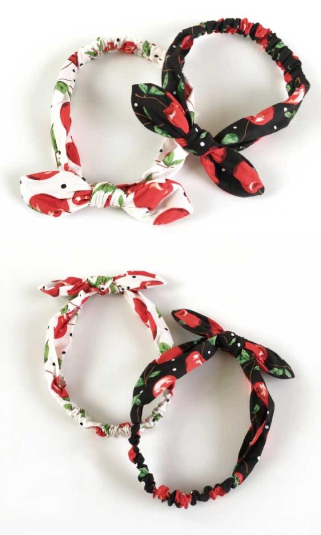 さくらんぼ&ドットのうさ耳ヘアバンド