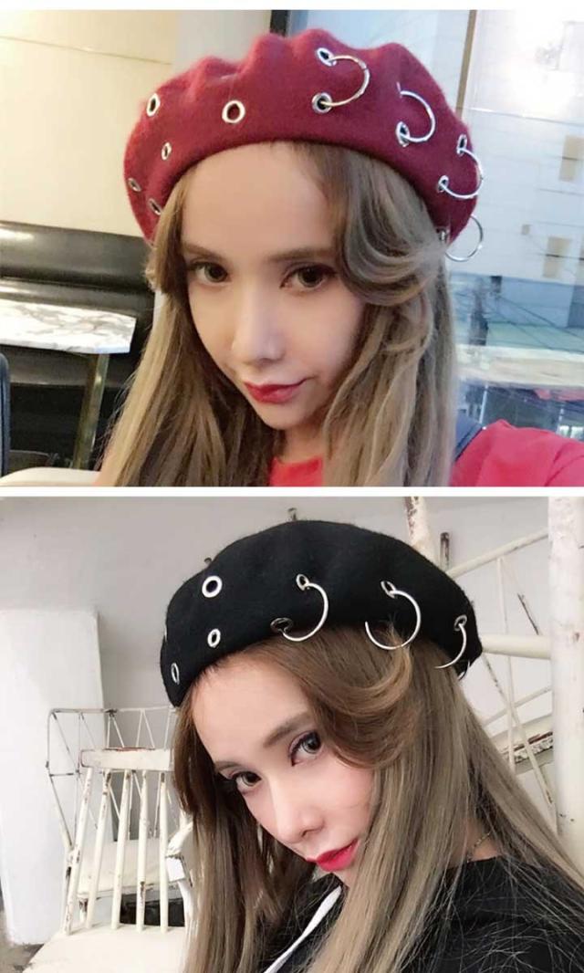 リング付き ベレー帽