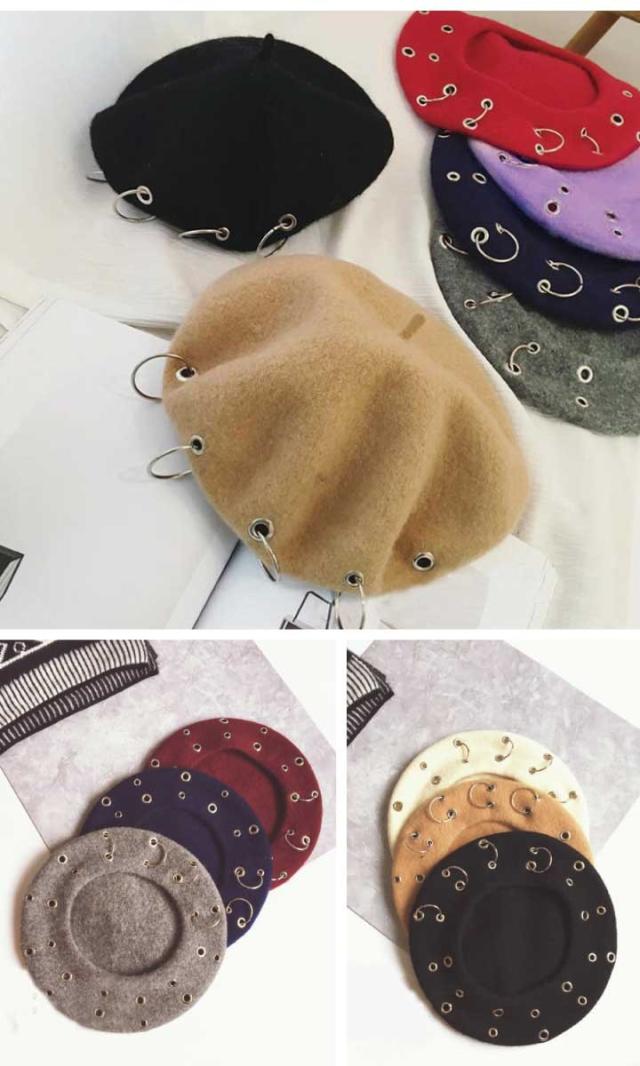 リング付き ベレー帽