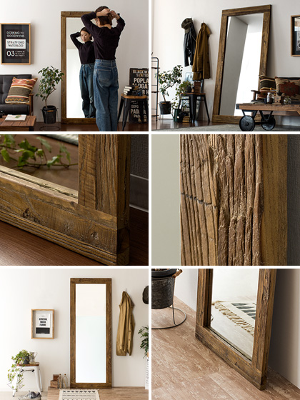 ミラー 全身鏡 姿見 スタンドミラー 全身ミラー 立て掛け ヴィンテージ