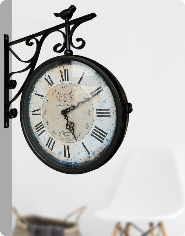 両面電波掛け時計 manbo-cr 電波時計 無音 プレゼント 壁掛け