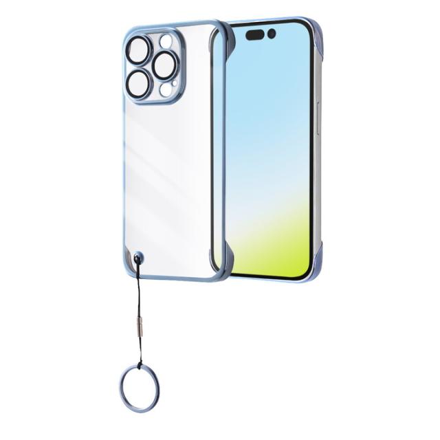 iPhone 15 Pro ケース クリアケース ブルー フレーム iPhone15Pro