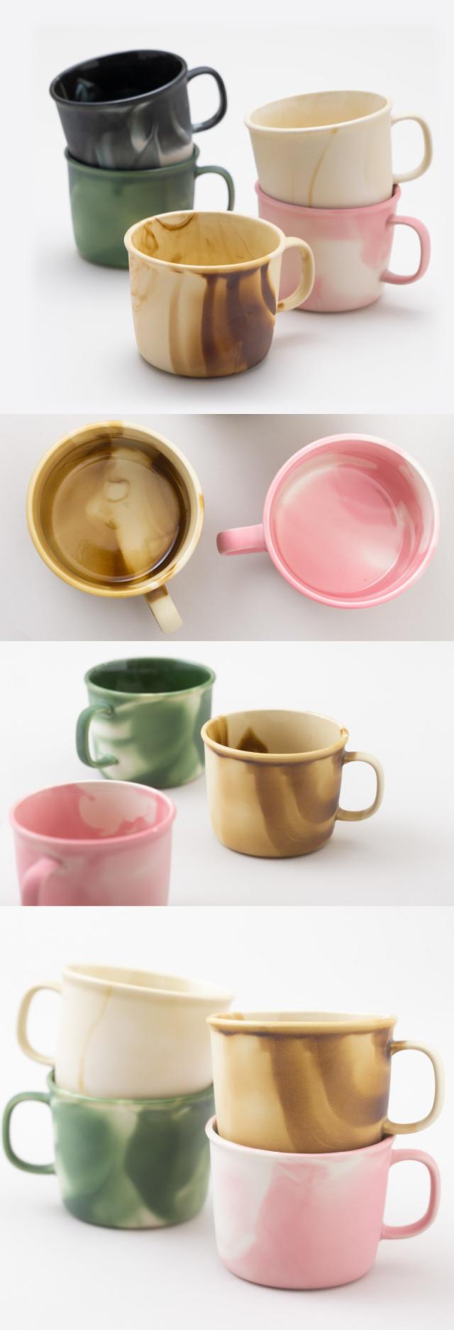 中も外もマーブル調の美濃焼マグ