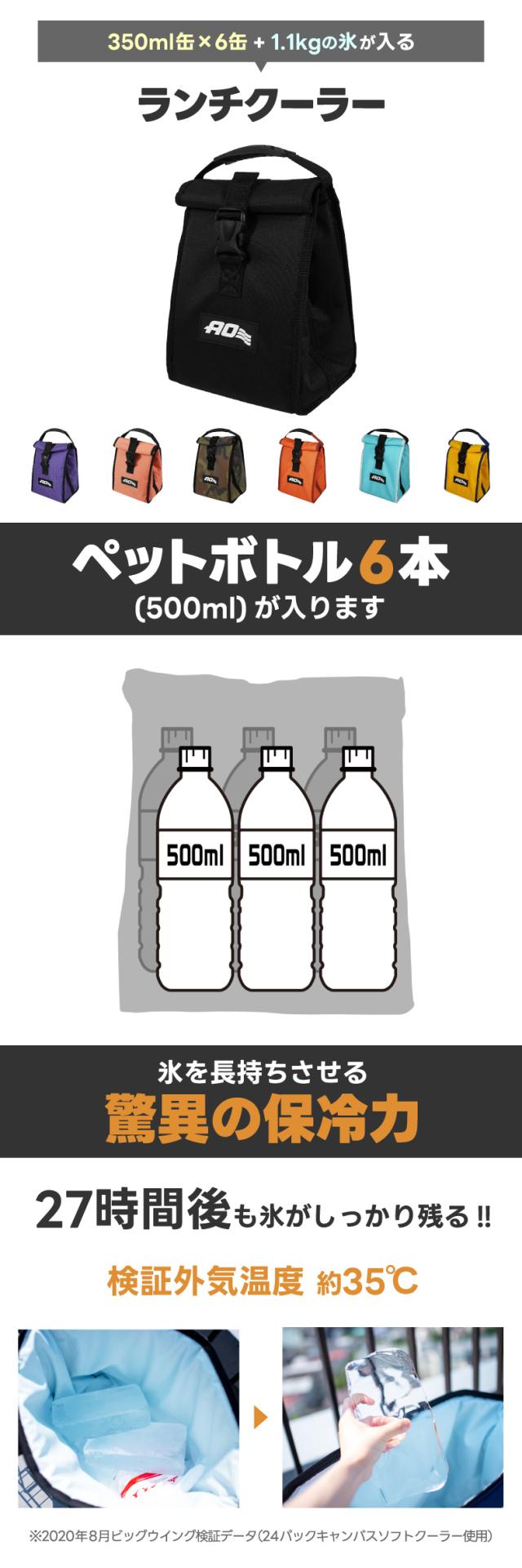 クーラーバッグ ランチクーラー AO Coolers エーオークーラーズ キャンバス ソフトクーラー 5.7L 5層構造 クーラーボックス トート 保冷バッグ バッグ 断熱 6缶 ペットボトル 収納 キャンプ アウトドア ピクニック 行楽 運動会 お花見 おしゃれ