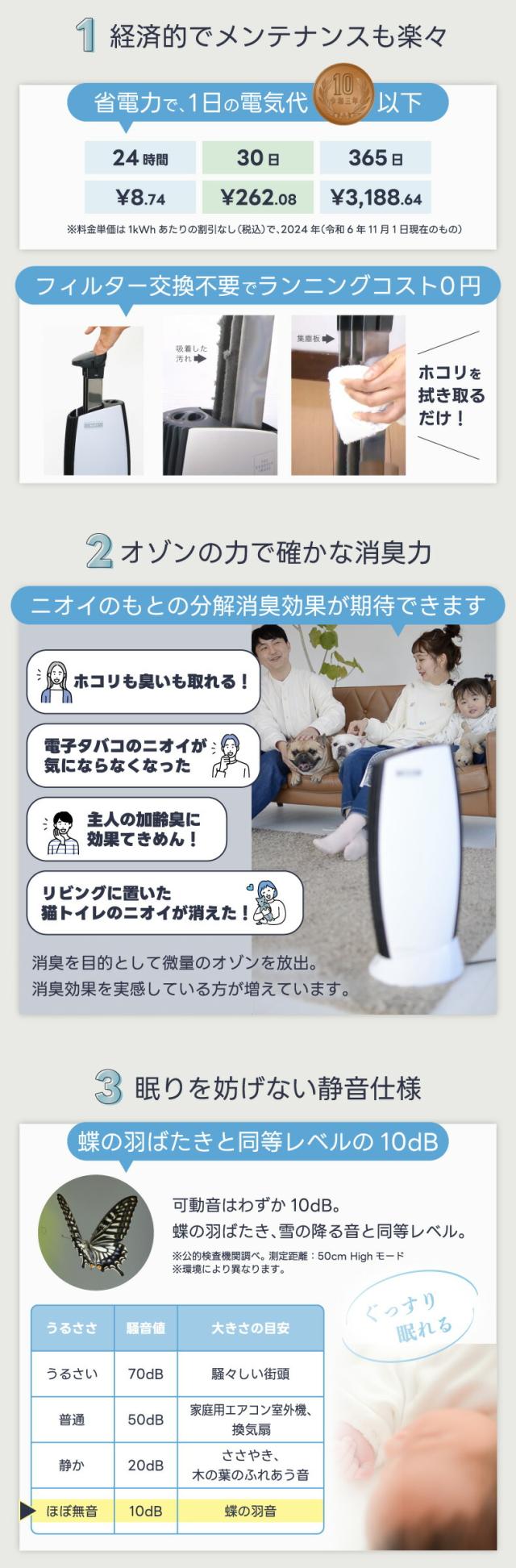 空気清浄機 お手入れ簡単 集じんプレートを拭くだけ フィルターレス イオニックブリーズ