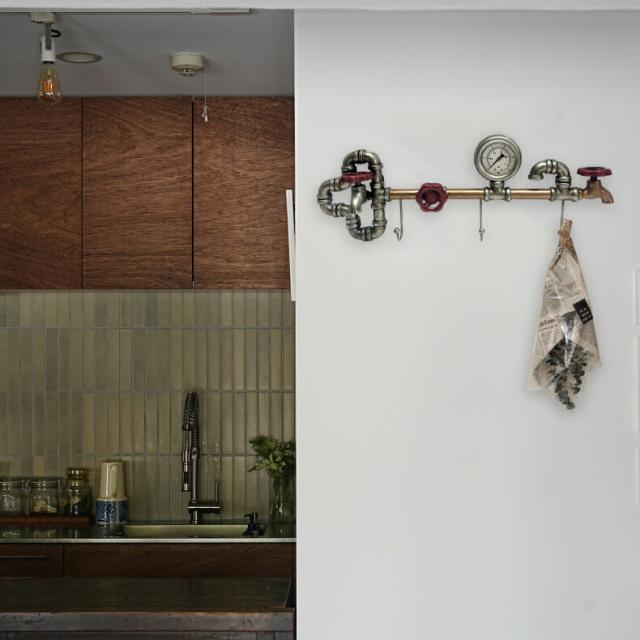 Steampunkデザインの壁掛けフック 3連フック アンティーク風 ウォール収納