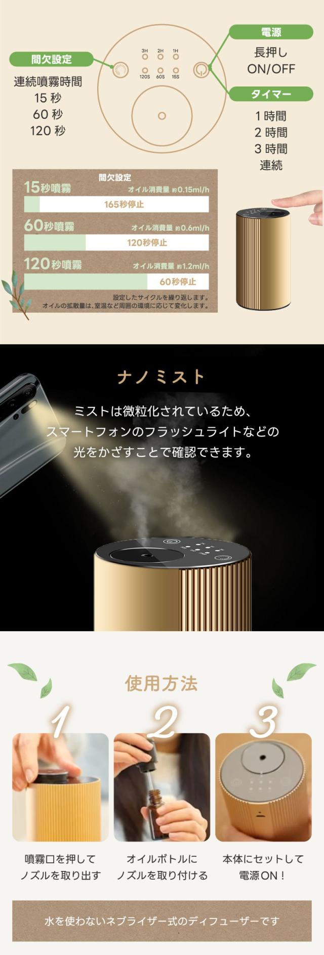 いつでもどこでも香りを楽しめる充電式ディフューザー 