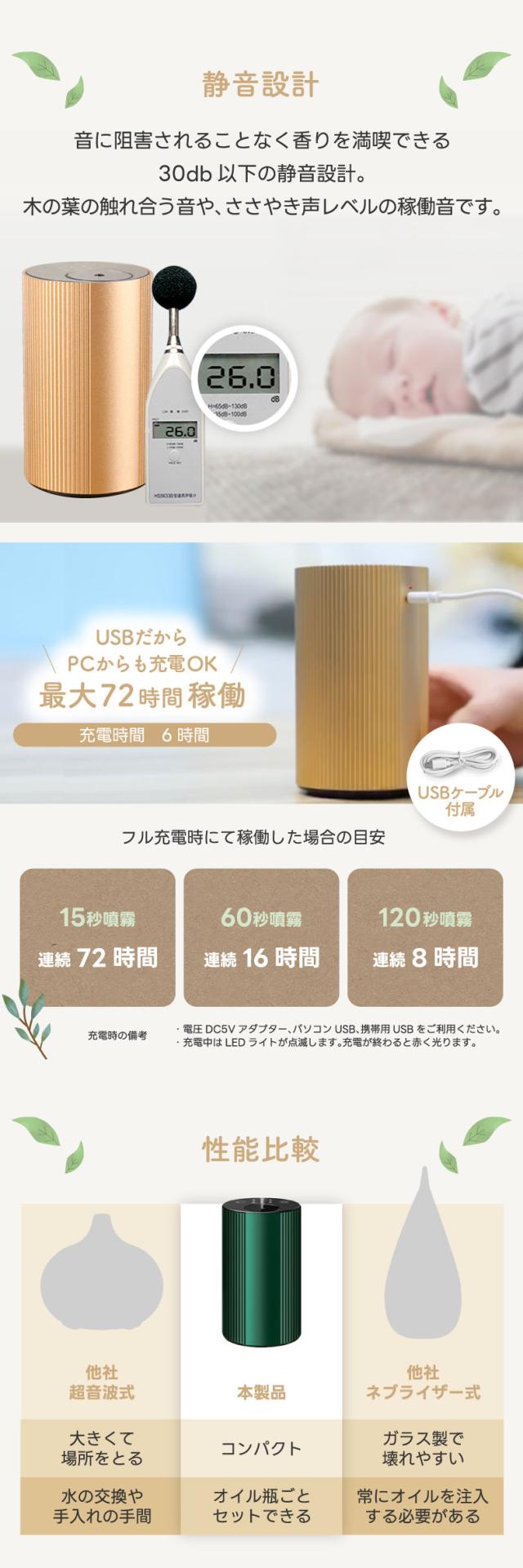 いつでもどこでも香りを楽しめる充電式ディフューザー 