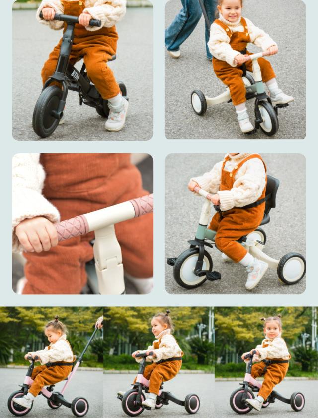 押し棒付き三輪車 かじとり対応 コントロールバー 4段階調節 親子で操作できる子供用三輪車